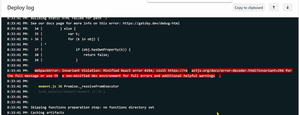 build error screenshot